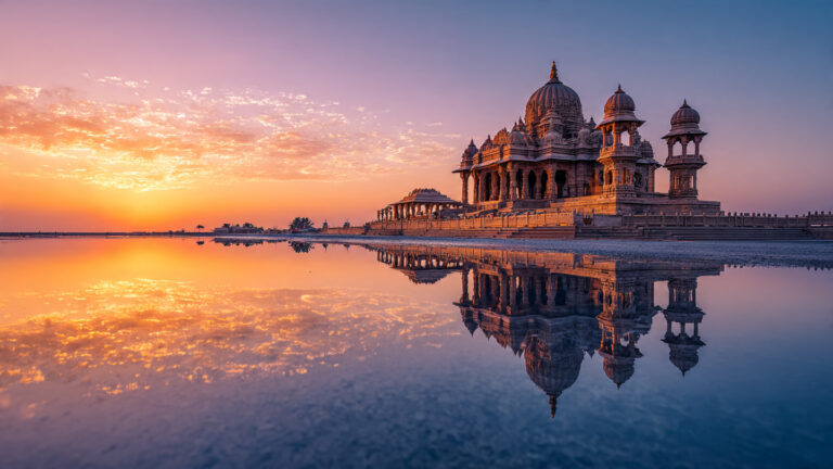 Famous tourist places in Gujarat including Gir National Park, known as the only home of Asiatic lions, where visitors can enjoy wildlife safari and explore diverse animal species.