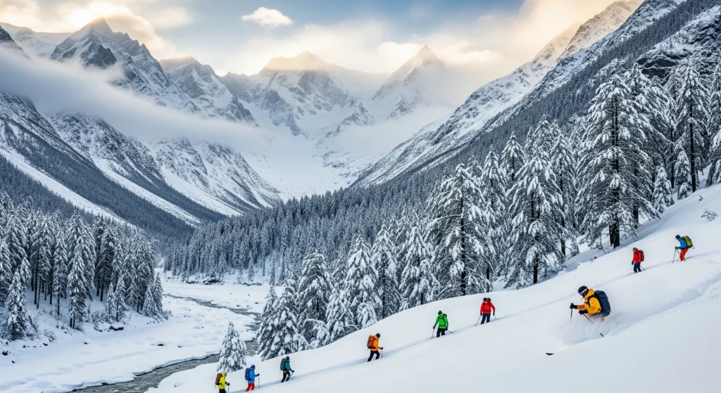 Snow destinations and adventure travel experiences in Himachal Pradesh and Uttarakhand during winter season.