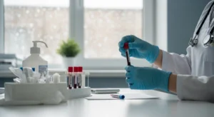 Blood sample collection in winter morning showing proper timing for accurate blood test results