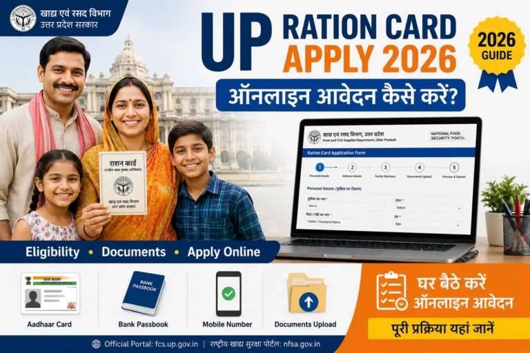 UP Ration Card Apply 2026 ऑनलाइन आवेदन प्रक्रिया, पात्रता, दस्तावेज और राशन कार्ड लिस्ट चेक करने की जानकारी